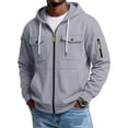 thumbnail image 3 of Nestiefly Cargo Hoodies For Men Zip Up Hooded Sweatshirt Athletic Jackets Lightweight Long Sleeve Jacket With Pockets Gray S, 3 of 8