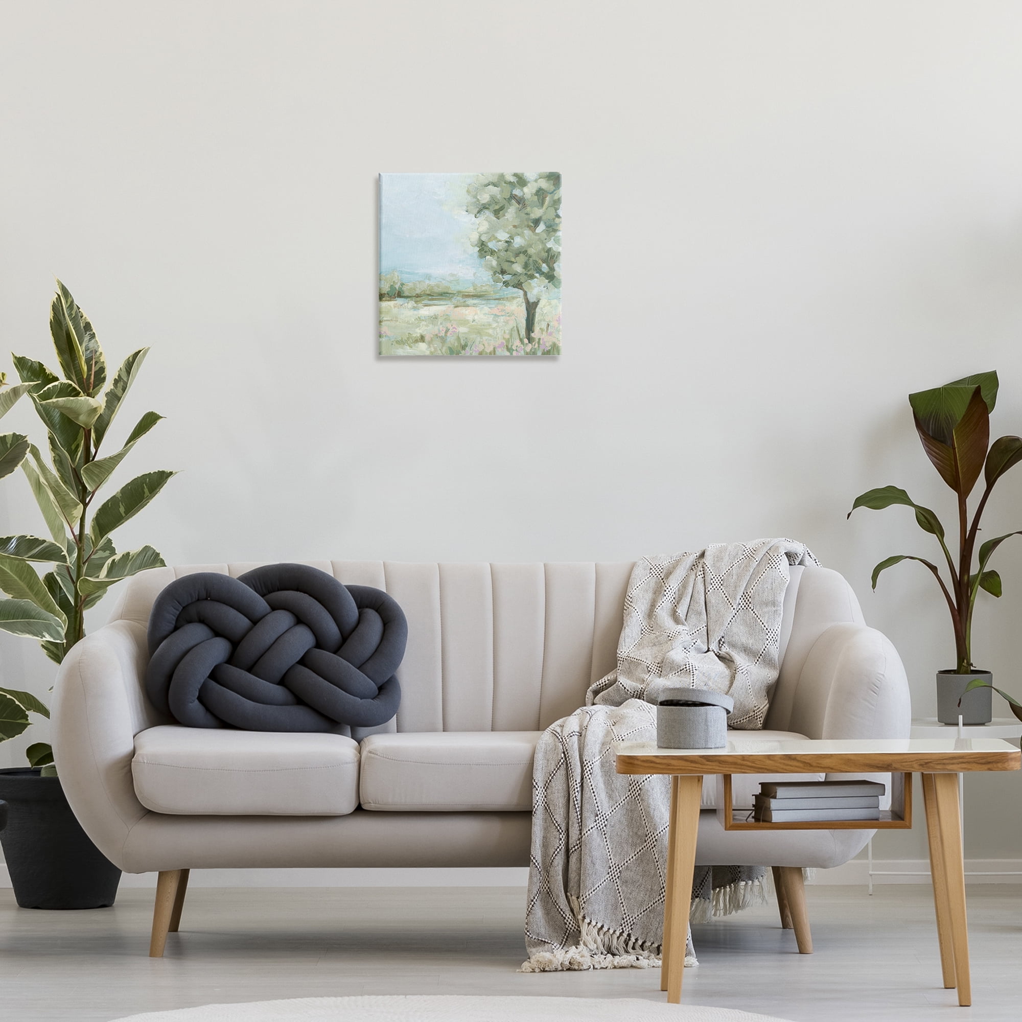 Stupell Industries Lone Tree by Field Landscape & Nature Painting Wrapped Canvas Art Print Wall Art, 17 x 17