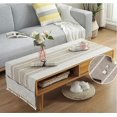 thumbnail image 4 of Nappe, Nappes pour Tables Rectangulaires Rustiques de Ferme, Housse de Table Basse en Coton Lin Imperméable avec Poches et Pompon Décoration de Table Basse de Salon-R-20 x 57 Pouces, 4 of 7
