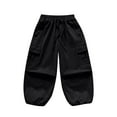 thumbnail image 4 of Ashirexll Kids Cargo Pants Solid Color Adjustable Cuffed Pants with Pockets Elastic Waist Casual for 5-15 Year, 4 of 6