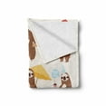 thumbnail image 2 of Sloth Soft Flannel Fleece Throw Blanket, Funny Sluggard Animal Character Different Poses Lazy Cartoon Mammal, Cozy Plush for Indoor and Outdoor Use, 60" x 80", Brown Pale Pink Blue, by Ambesonne, 2 of 6
