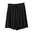 thumbnail image 2 of ylioge Pajama Shorts for Women with Drawstring Elastic Waist Casual Solid Color Loose Wide Leg Soft-Modal Knee Length Loungewear Pajamas Bermuda Short, 2 of 7