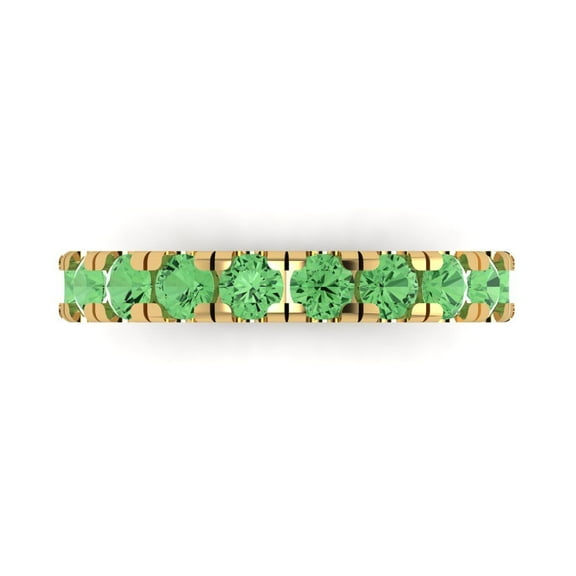 1 ctw Wedding Band for Women - 18K Yellow Gold Simulated Green Diamond Stackable Eternity Ring