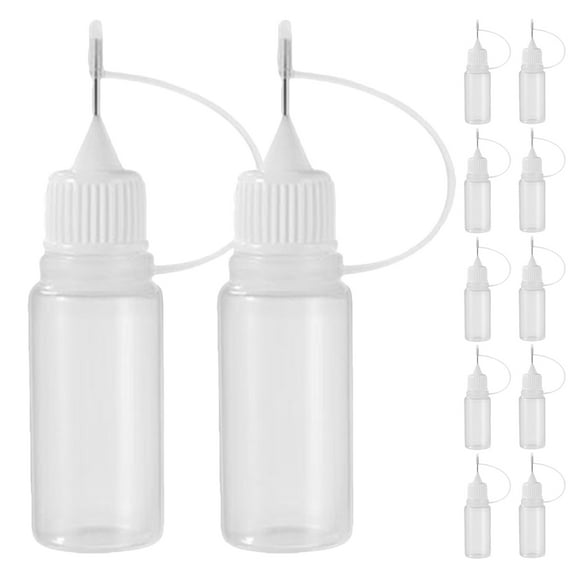 WHAMVOX 12PCS 5ml Small Plastic Bottles for Liquids Precision Tip Glue Oil Dispensing Empty Bottles for Craft and Sewing