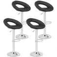 thumbnail image 1 of Gymax Ensemble de 4 Tabourets de Bar Réglables Pivotants Chaises de Pub Tabourets de Bar Cuir PU Noir, 1 of 9