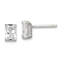 925 Sterling Silver Snap setting Post 6x4 Emerald Stud Earrings 6x4mm Wide Stud Earring for Women