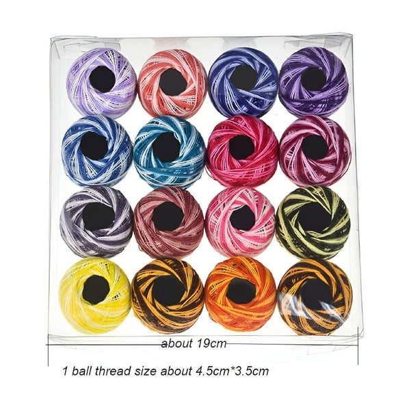 PALINO 16 Pcs Crochet Cotton Yarn Balls Stitch Needlepoint Hand Embroidery Knitting Threads Multicolor