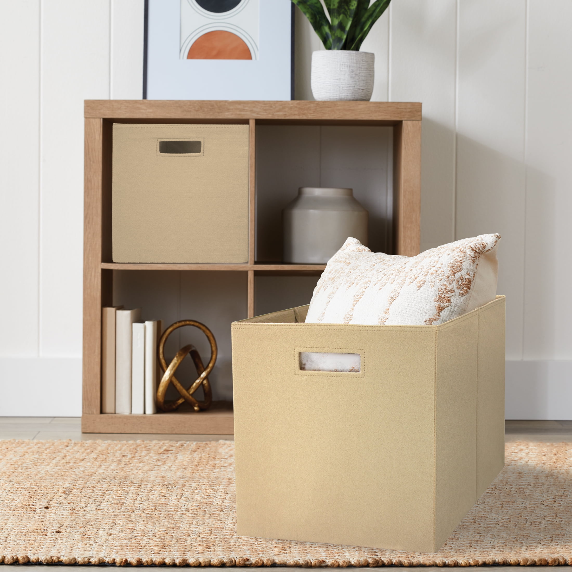 Better Homes & Gardens Felt Cube Storage Bins (12.75" x 12.75"), Beige, 2 Pack
