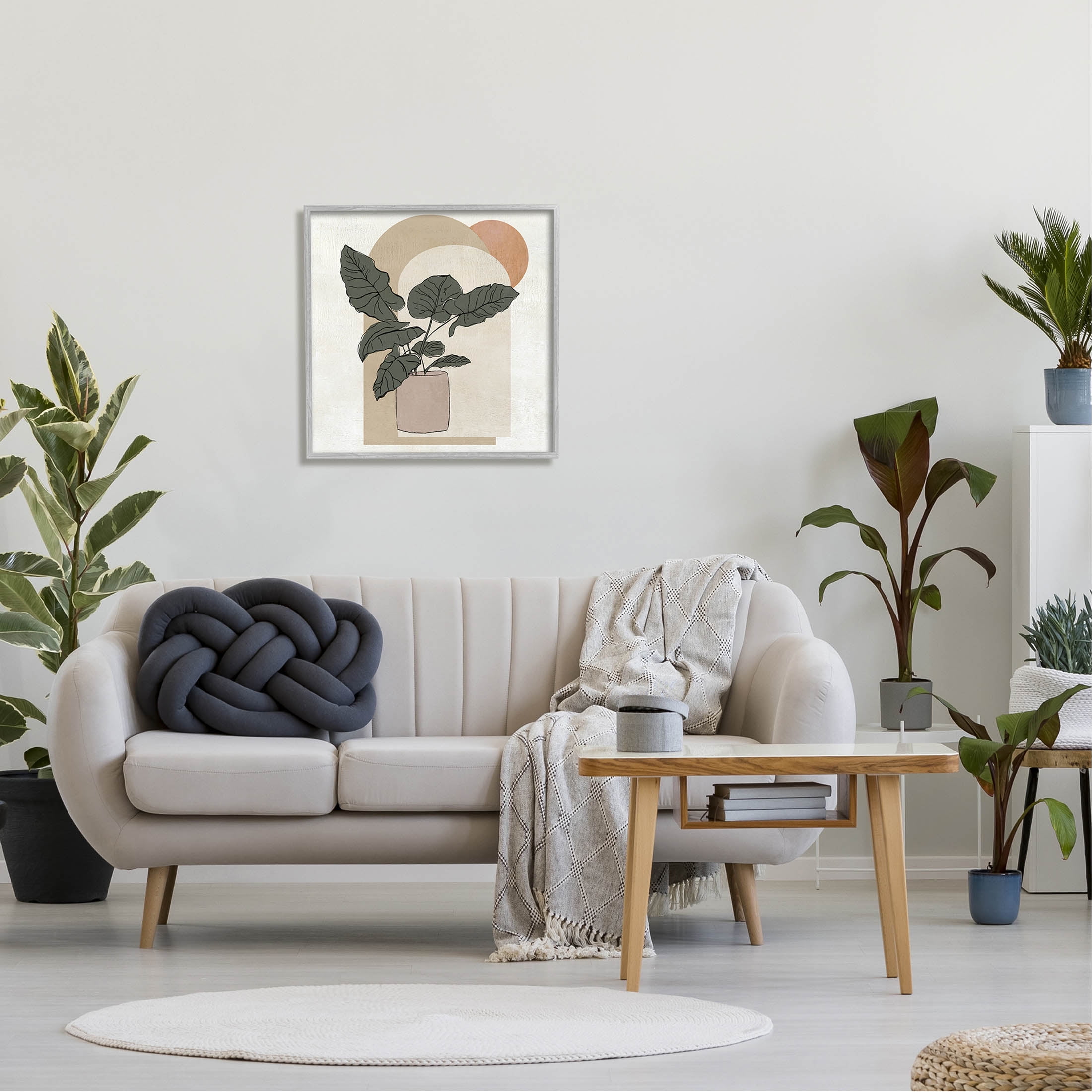 Potted Plant Arched Geometric Shapes Botanical & Floral Graphic Art Gray Framed Art Print Wall Art