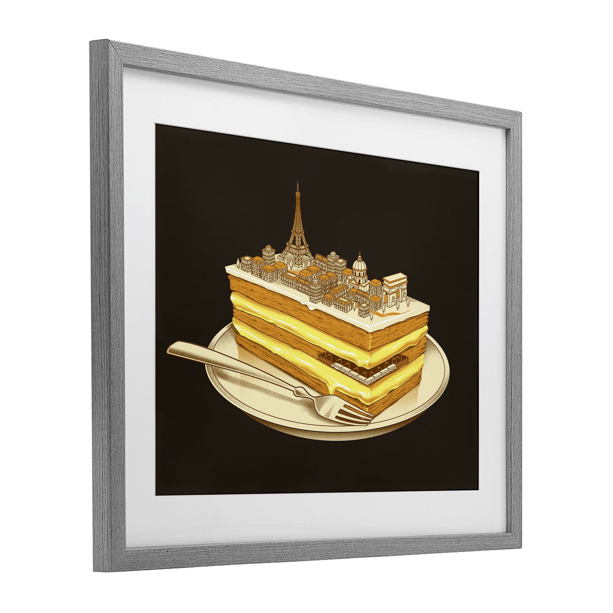 Stupell Industries Hungry For Travels Paris Gray Framed Print Under Glass, design by Tobe Fonseca