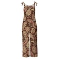thumbnail image 5 of lcziwo Womens Cotton Linen One Piece Jumpsuits Vintage Floral Print Wide Leg Overalls Summer Casual Sleeveless Adjustable Straps Romper with Pockets Multicolor S, 5 of 6