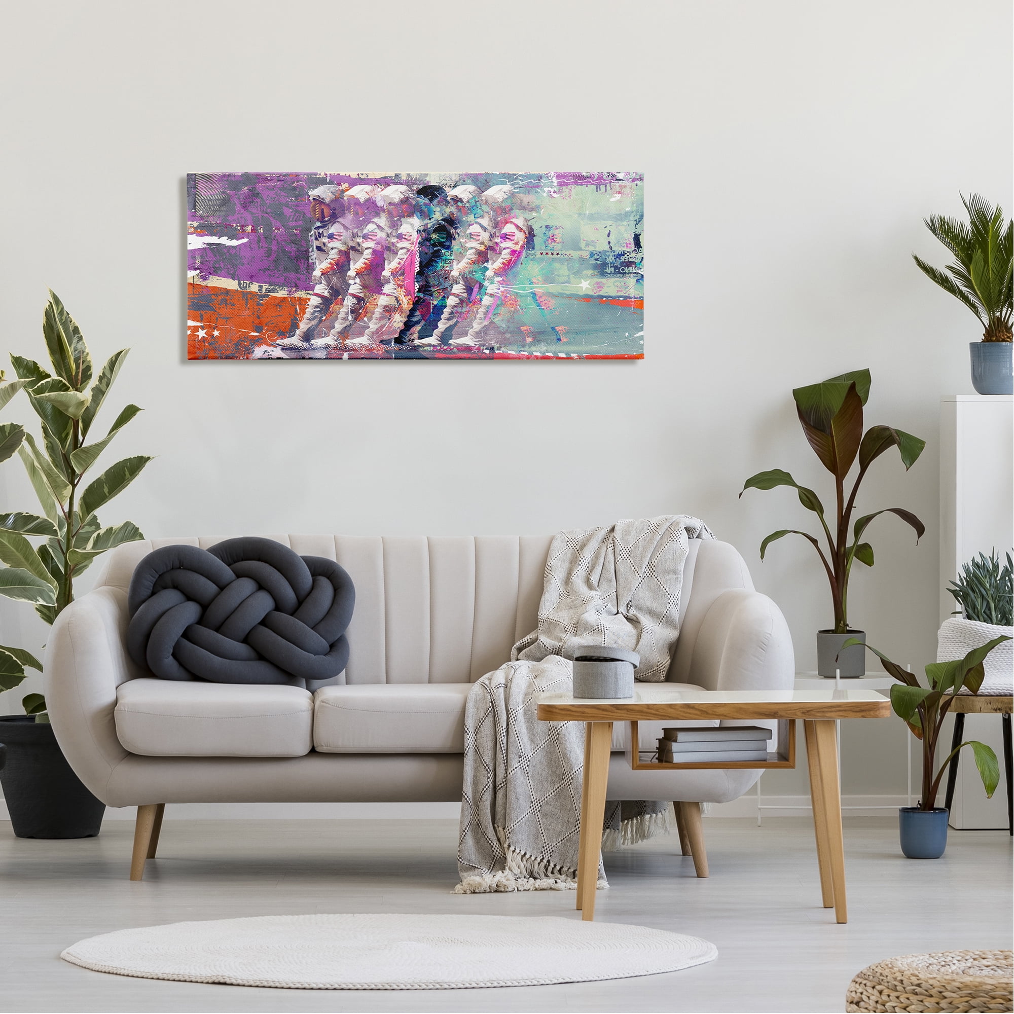 Stupell Industries Abstract Astronaut Collage Abstract Painting Gallery Wrapped Canvas Art Print Wall Art, 48 x 20