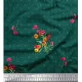 thumbnail image 1 of Soimoi Cotton Duck Fabric Dot,Leaves & Periwinkle Floral Printed Fabric 1 Yard 56 Inch Wide, 1 of 3