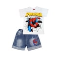 thumbnail image 1 of Trajes para niños Dibujos animados Verano Algodón Niños T-shirtDenim Shorts Ropa Conjunto Niños Traje Ropa Avengers Spiderman5T Gao Jinjia LED, 1 of 2