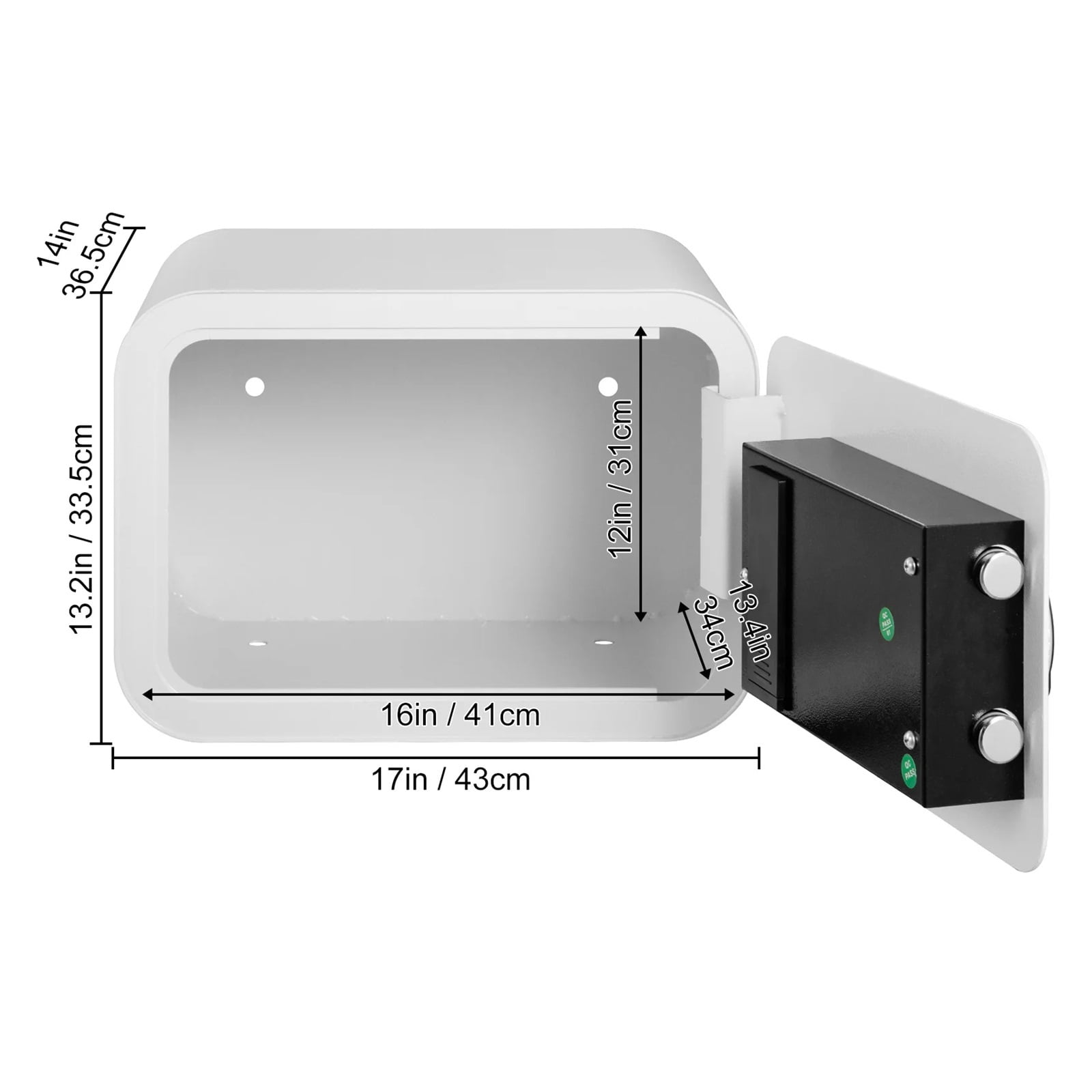 Fingerprint Locks Safe Deposit Box 1/1.8 Cubic Feet Secret Hidden Piggy Bank W/ 2 Keys Store Money Gun Use for Home Office