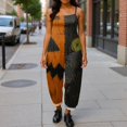 thumbnail image 4 of JULMCOMO Cotton Linen Jumpsuits for Women Halloween Pumpkin Printed Plus Size Spaghetti Strap Jumpsuits Funny Print Costume Holiday Overalls Army Green L, 4 of 5