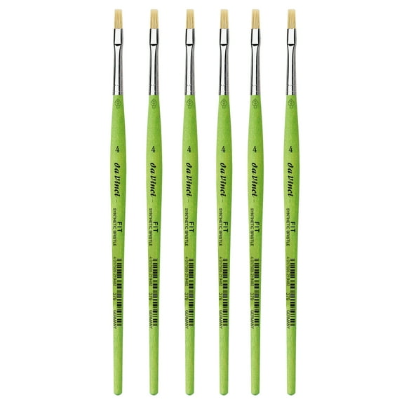 da Vinci FIT Synthetics Student Brush, Synthetic, Acrylic & Oil, Flat, Series 379, Size 4, Pack of 6