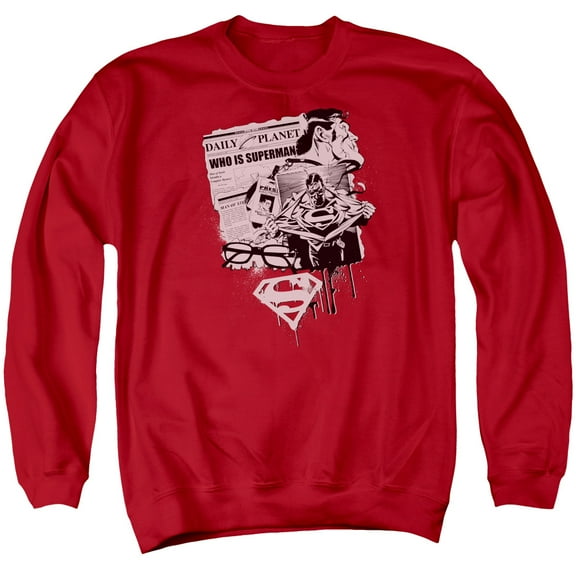 Superman Identity Adult Crewneck Sweatshirt Red