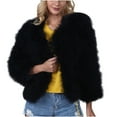 thumbnail image 4 of Winter Coats for Women Shaggy Jacket Fuzzy Faux Shearling Oversized Warm Shacket Outwear Black XL, 4 of 7