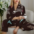 thumbnail image 6 of Uemuo Eiffel Tower Pattern Womens Pajama Sets,PJ Set for Women,Pajamas for Women Logo,Long Sleeve Pajama Set for Women,Soft Long Sleeve Top With Pants-XX-Large, 6 of 9
