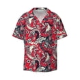 thumbnail image 2 of Lsque Rooster Head print Men's Cuban Collar Short Sleeve Shirt Summer Beachwear Casual Button Down Fashionable Vacation Leisure Shirt-Large, 2 of 7