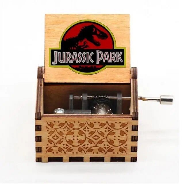 Manivela de mano de madera tallada antigua para niños, caja de música de Parque Jurásico de Reina, regalo de Navidad, suministro de fiesta de cumpleaños, juguete nuevo