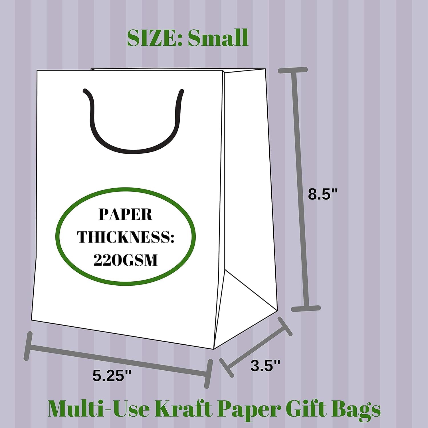 Bags 24pcs 5.25x3.5x8.5 Inches, Paper Bags with Handles for Birthday, Wedding  Favors, Bachelorette , Paper Tote Bags for Any  Themes, Small Green