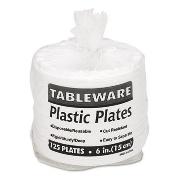 Tablemate 6644WH Assiettes de Vaisselle en Plastique 6 Diamètre Blanc 125 par Pack