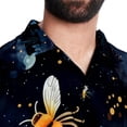 thumbnail image 5 of Starry Bees in the Sky Men's Short Sleeve Poplin Shirt, Button Down Casual Summer Beach Printed Unisex Shirt, 5 of 6