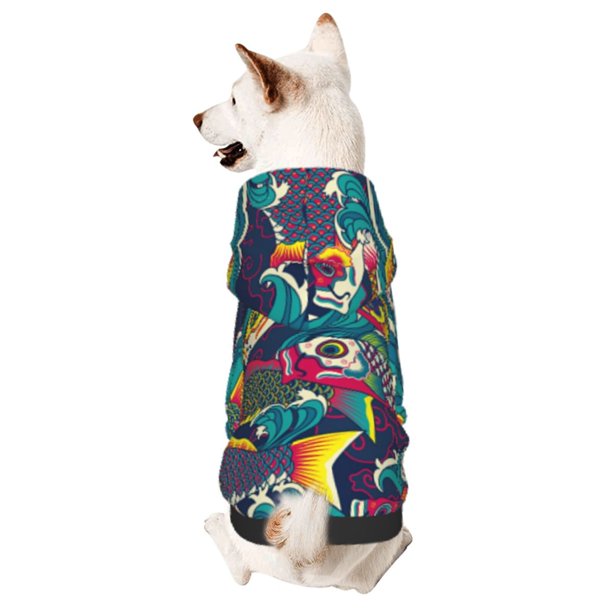 Balery Colorful Carp Streamer Sudadera con Capucha para Perros Pequeños – Ropa para Mascotas, Disfraz para Perros y Gatos, Ideal para Fiestas y Cosplay-Large