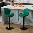 thumbnail image 1 of Juego de 2 banquetas de bar ajustables Youhauchair de terciopelo verde, 1 of 8