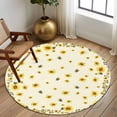 thumbnail image 3 of Yellow Sunflower Bees Round Rug 5ft Washable Circle Kitchen Rugs Non Slip Spring Summer Farmhouse Floral Large Area Rug Indoor Floor Carpet for Bedroom Living Room Home Office Dining Room Nursery, 3 of 7