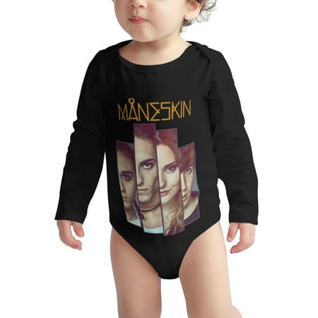 

Maneskin s Baby Boy Girl Long Sleeve Bodysuit Snap Closure Black 18 Months