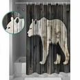 thumbnail image 3 of Extra Long Shower Curtain 72x96 Inch, White Brown Bear Shower Curtain Waterproof Bathroom Decor Vintage Farmhouse Country Rustic Wood Grain Fabric Bath Curtain Set Accessories with Hooks, 3 of 6