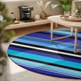 thumbnail image 3 of Small Round Rug 3Ft, Mexican Style Non-Slip Washable Circle Rugs Carpet, Colorful Mexico Stripes Ombre Navy Blue Indoor Outdoor Rug Floor Mats Throw Runner for Bedroom Living Room Bathroom, 3 of 8