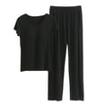 thumbnail image 1 of Gibobby Pijama de Navidad Mujeres con almohadillas en el pecho Sujetador Ropa interior Camiseta de manga corta Top 9 Pantalones Verano Delgado de ropa para el Conjunto (Negro, XL), 1 of 5