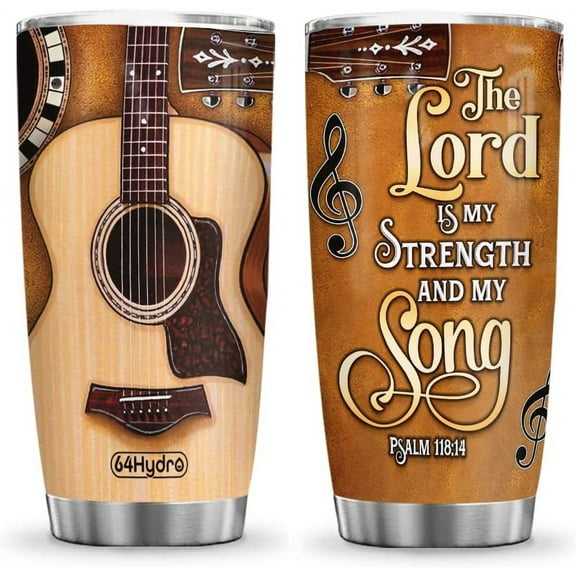 20oz Birthday Gifts for Men, Dad, Friend Gifts for Men Birthday Unique Christian Gifts Religious Gifts For Men Guitar Faith Tumbler Cup with Lid, Double Wall Vacuum Insulated Travel Coffee Mug