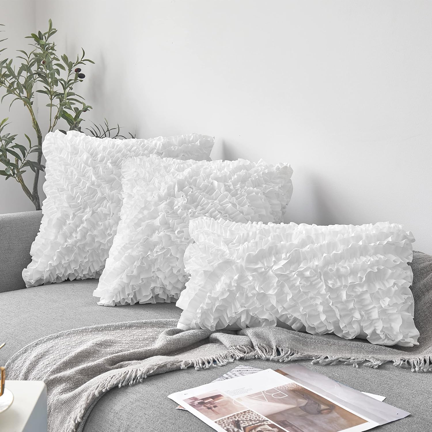 Cookey 12" x 20" Pillow Inserts, 2-Pack, White photo 8