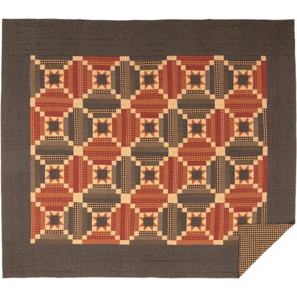 VHC Brands Maisie Twin Quilt 70Wx90L Country Patchwork Design, Barn Red