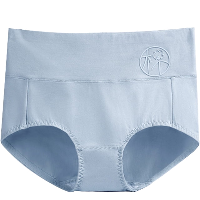 Women's Cotton Underwear Women's Panties Women's Solid Color High Waist Belly Embossed Pattern Plus Size Loose Comfortable Fit Cotton Material Casual Style Underwear