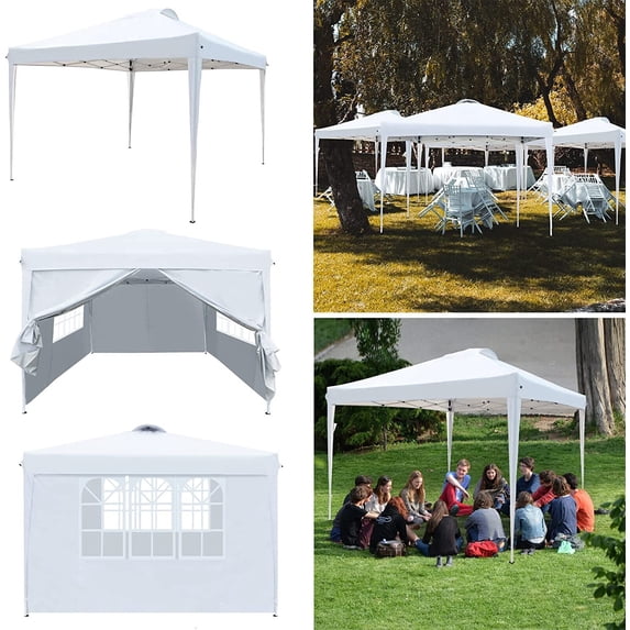 Dayplus 10 x 10ft Pop up Tent Canopy Tent with 4 Sidewalls, Backyard Tent Outdoor Party Tent Event Tent Wedding Tents