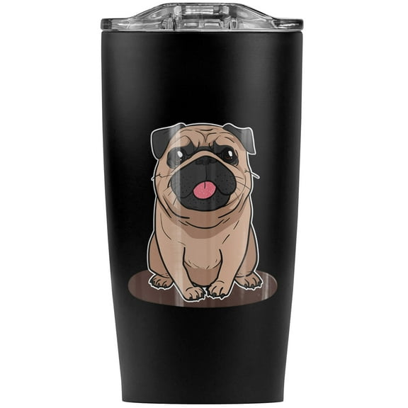Pug Sticking Out Tongue Stainless Steel 20 oz Travel Tumbler, Vacuum Insulated & Double Wall with Leakproof Sliding Lid | Great for Coffee/Hot Drinks and Cold Beverages