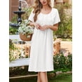thumbnail image 4 of Ekouaer Cotton Nightgowns for Women Short Sleeve House Dress Pleated Night Gown Button Sleep Shirt Ladies Nightdress, 4 of 6