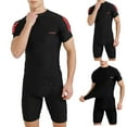 thumbnail image 3 of Men's Swimsuit Set Crew Neck Short Sleeve Lightweight Shirts Short Pants Sets Men's Fashion Comfy Casual Leisure Outdoor Sports Swimwear Sets, 3 of 8