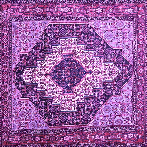 Ahgly Company Indoor Square Medallion Purple Traditional Area Rugs, 4' Square