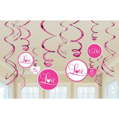 Pink Love Hanging Swirls Wedding Bridal Shower Decorations