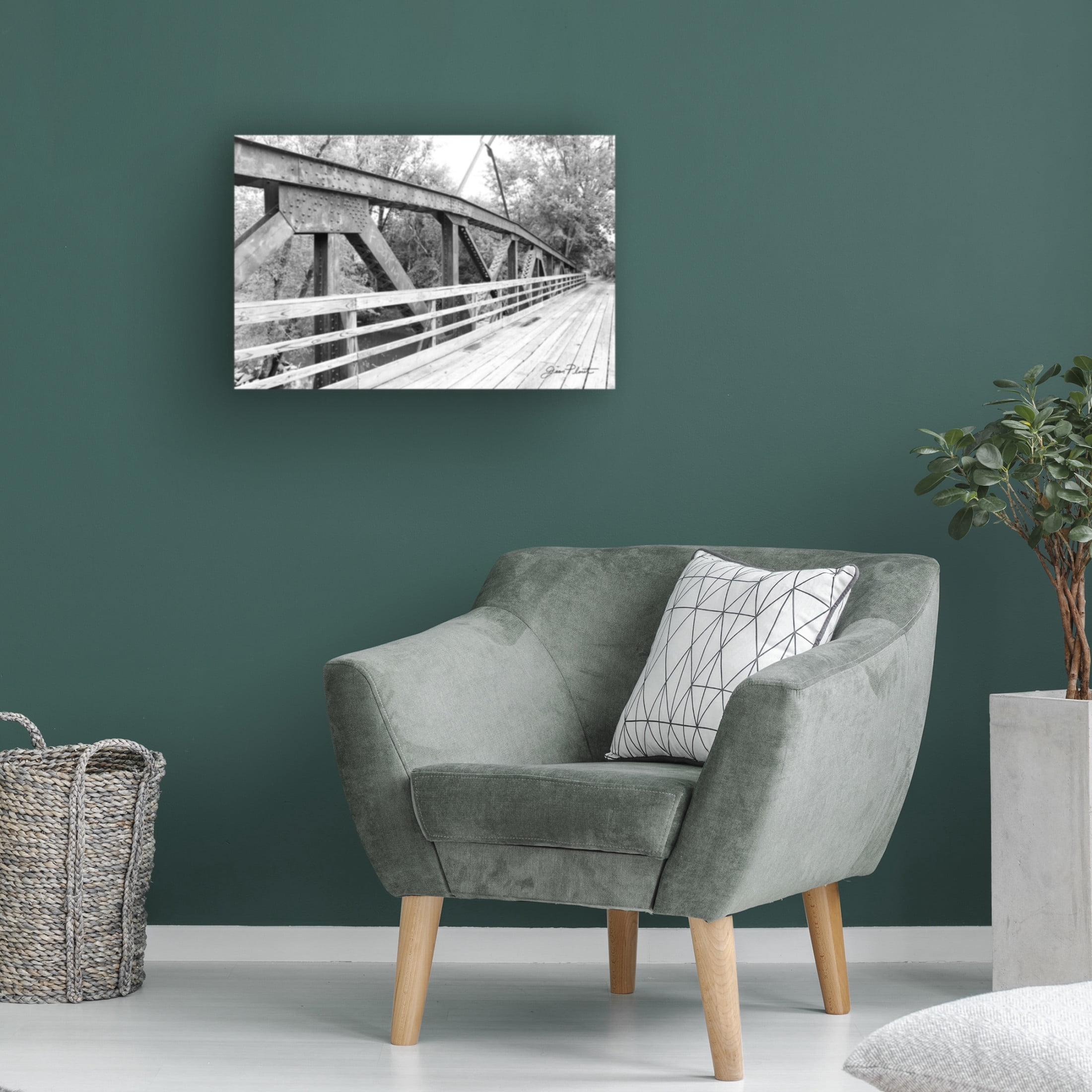 Canvas Wall Art - Jean Plout 'Old Bridge E' Wall Art for Living Room, Bedroom, or Office Décor by Trademark Fine Art - 47 x 30 Inches