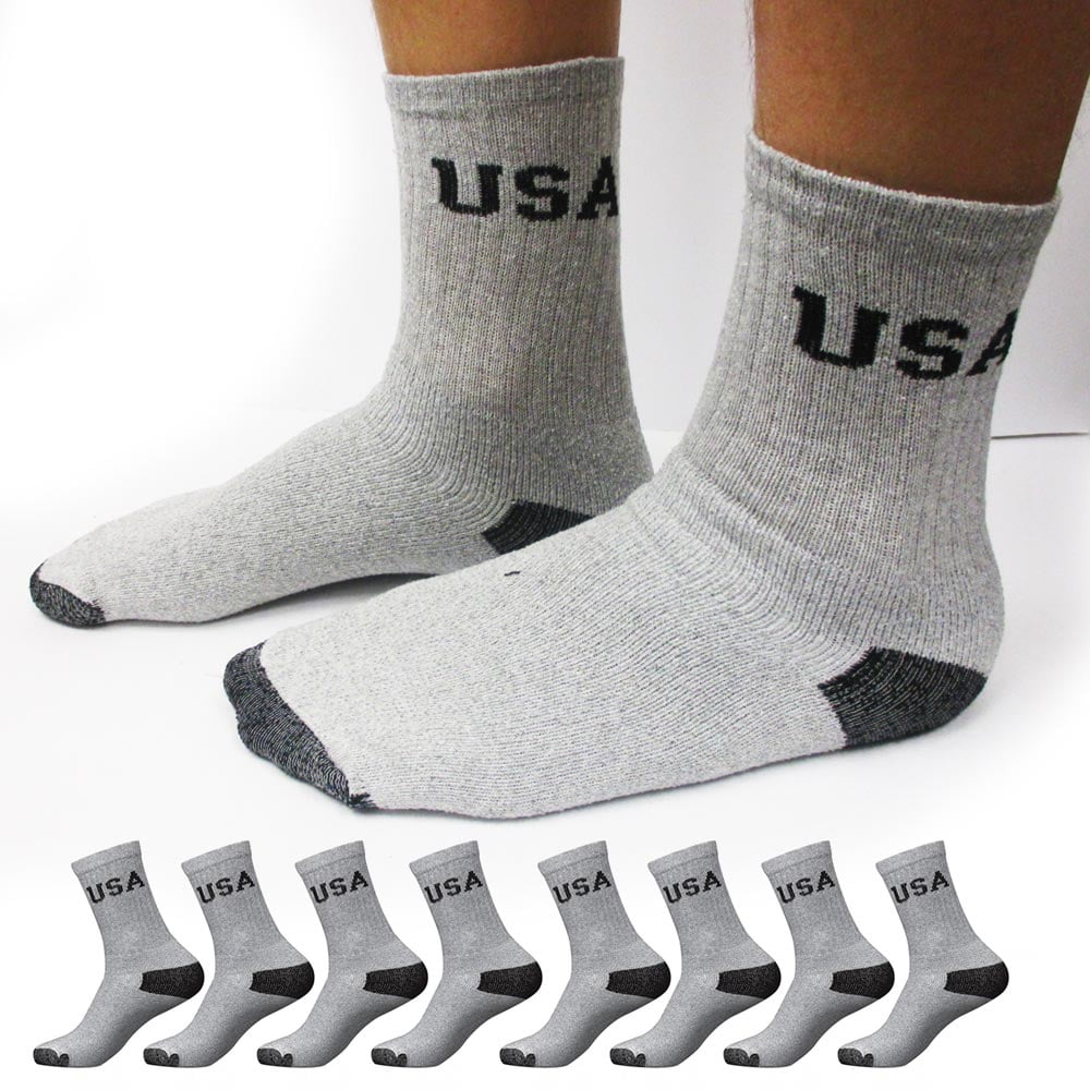 AllTopBargains - New 12 Pairs Mens USA Crew Socks Sports Cushioned ...