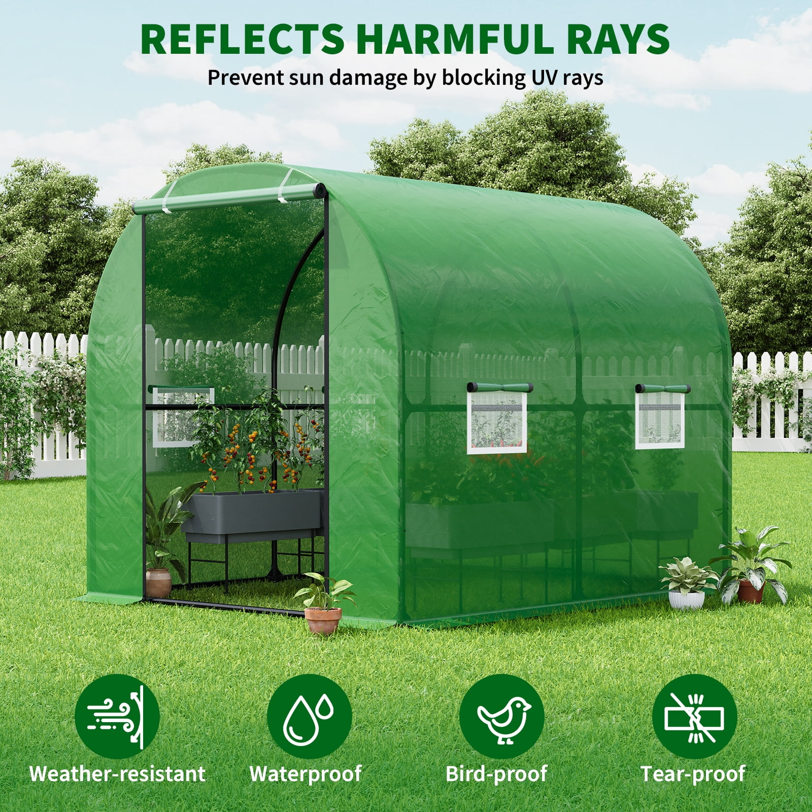 Gaderth Walk-in Greenhouse, 8.2x6.6x6.6 ft Premium Greenhouse, Upgraded Portable Plant House, Heavy Duty Frame Large Garden Plant Hot Outside Hoop House