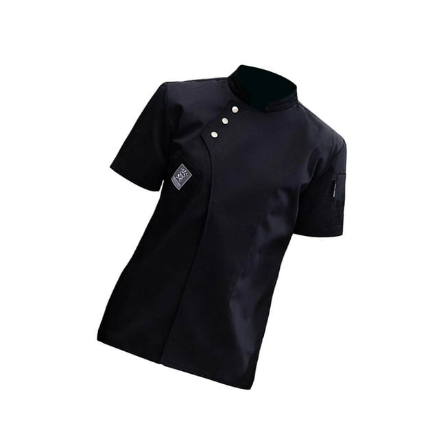 Chef Jacket Short Sleeve Cooking Short Sleeve Clothes Simple Chef Coat for Restaurant Black M